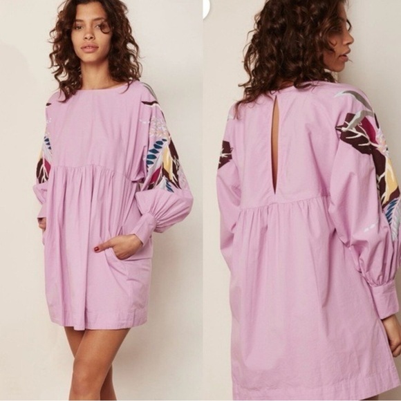 Free People Purple Lilac Mini Obsessions Mini Dress Embroidered - Picture 1 of 9